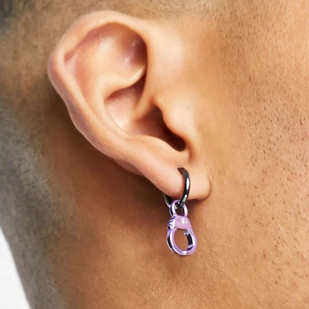 WFTW Hoop Drop Earrings in Purple
